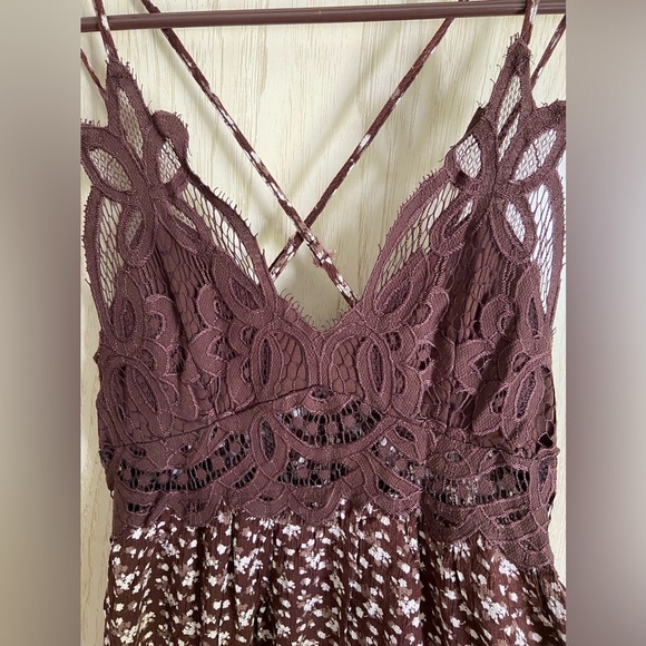 Francesca’s Cadie Bralette Floral Mini Dress Trixxe Brown Sz Medium - Picture 3 of 12
